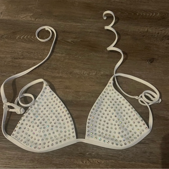 Oh Polly White Rhinestone Bikini Top - Picture 2 of 4